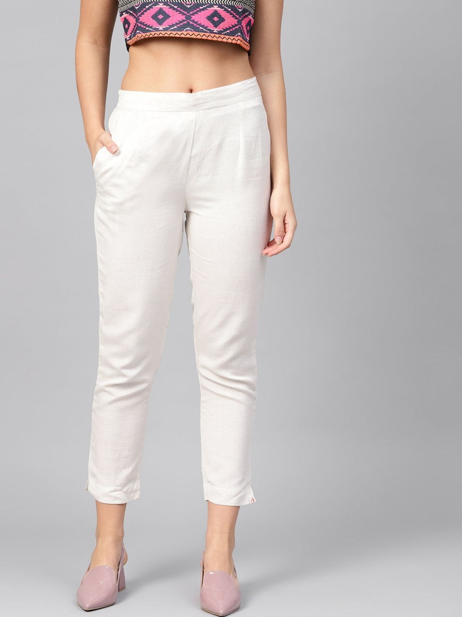 Women Juniper | Women'S Ivory Flex Solid Slim Fit Pant/Slim Pant - Juniper Rayon