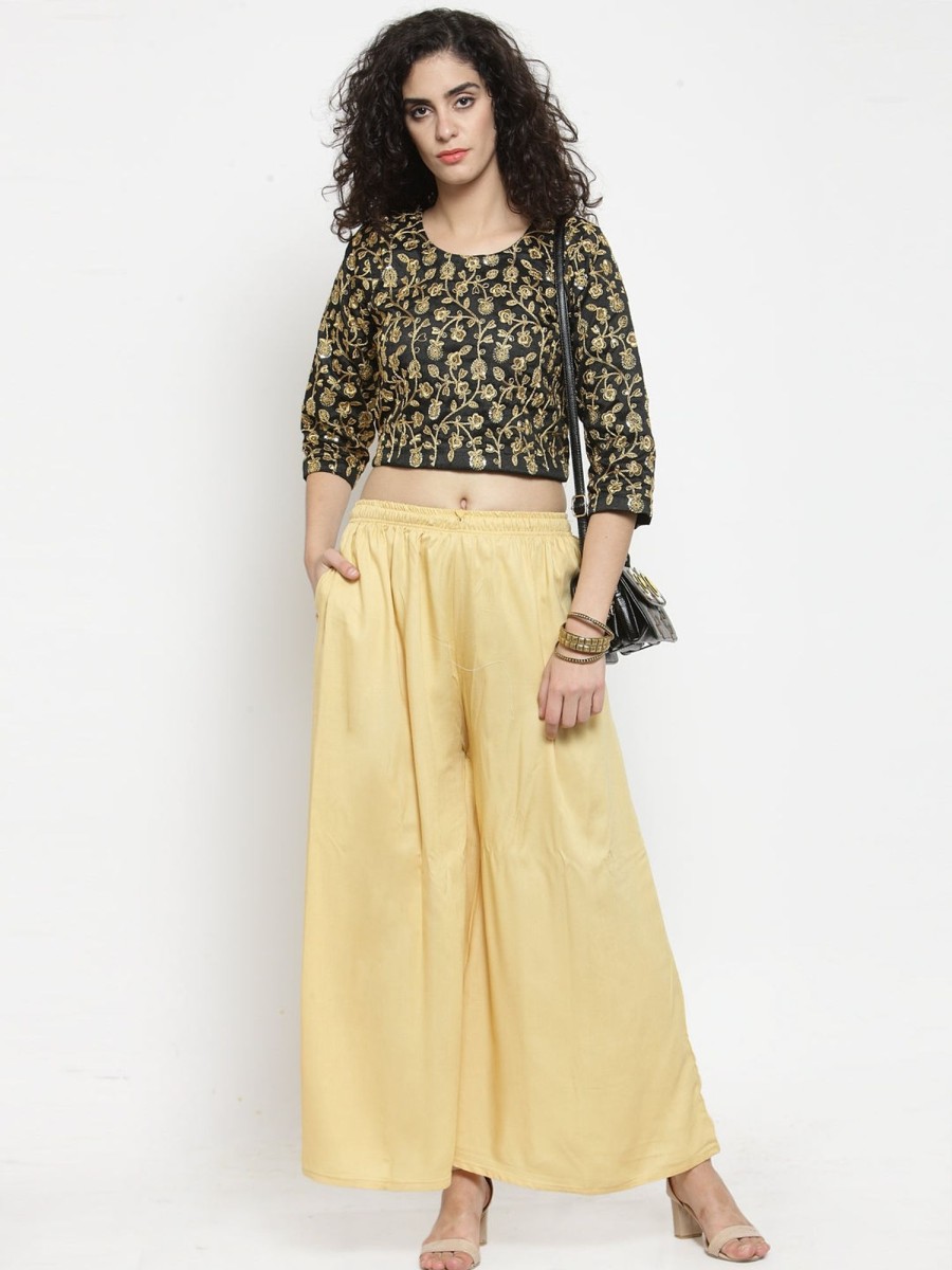 Women Wahe-NOOR | Women'S Fawn Solid Rayon Sharara - Wahe-Noor