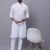 Men Even Apparels | Men'S Pure Cotton Kurta With Band Collar - Even Apparels White