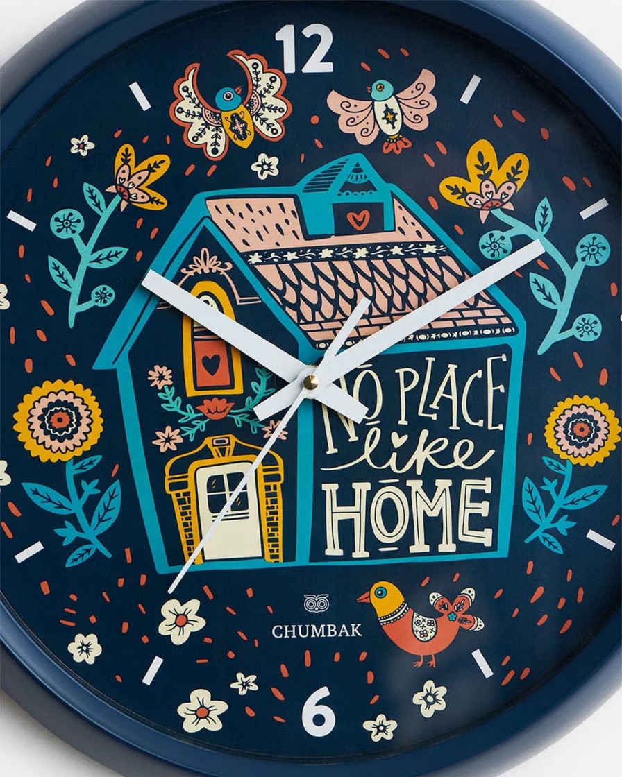 Others Chumbak | Chumbak No Place Like Home Wall Clock - Navy Blue Rim - Chumbak