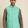 Men Sojanya | Men'S Silk Blend Rama Embroidered Only Nehrujacket - Sojanya Green