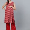 Women AKS | Women'S Gold Printed Maternity Tunic - Aks Red