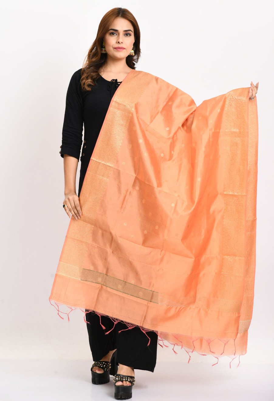 Women Moeza | Women'S Banarsi Silk Woven Design Dupatta - Moeza Peach