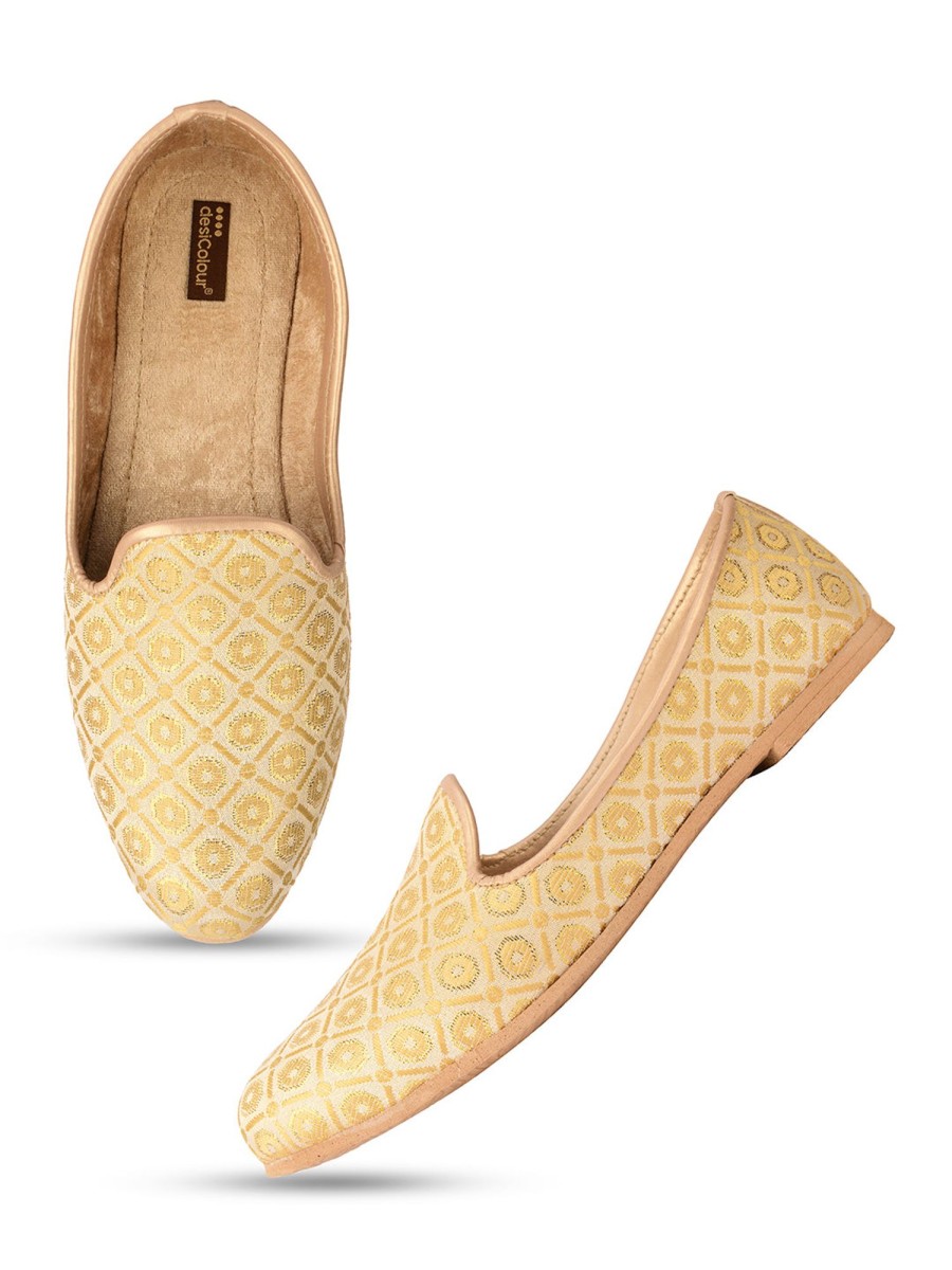 Others Desi Colour | Men'S Indian Ethnic Party Wear En Footwear - Desi Colour Gold