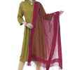 Women AR Silks | A R Silk Women'S Stone Work Orgenza Cotton Dupattas And Chunnis Mehroon