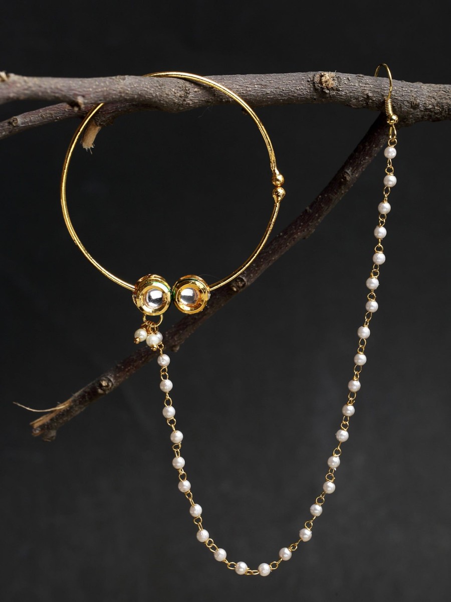 Jewellery Ruby Raang | Double Kundan Nose Ring By Ruby Raang