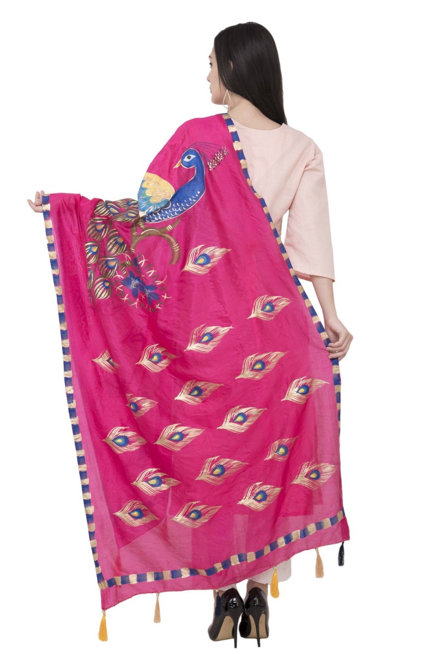 Women AR Silks | A R Silk Silk Peacock Multi Fancy Dupatta Color Dupatta Or Chunni Rani