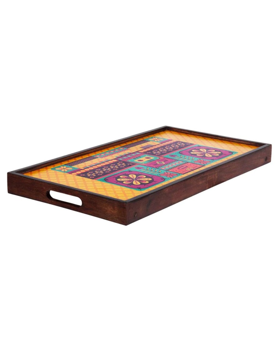 Others Chumbak | Floral Boombox Foldable Breakfast Table- Yellow - Chumbak