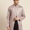 Men Sojanya | Men'S Silk Blend Rust Only Sherwani Jacket - Sojanya Brown