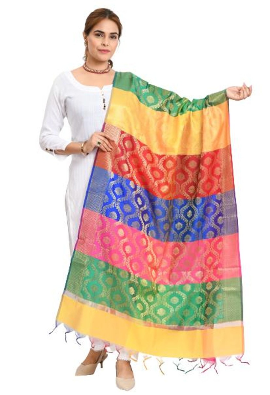 Women Moeza | Women'S Banarsi Silk Floral Woven Design Multi Dupatta - Moeza Multi Colour