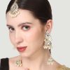 Jewellery Anikas Creation | Women'S Traditional Plated Double Jhumki With Chain White Stone Maangtika Earring - Anikas Creation Gold