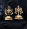 Jewellery Priyaasi | Women'S Gold-Plated Peacock Style Stone Studded Jhumka With Bead Drop - Priyaasi