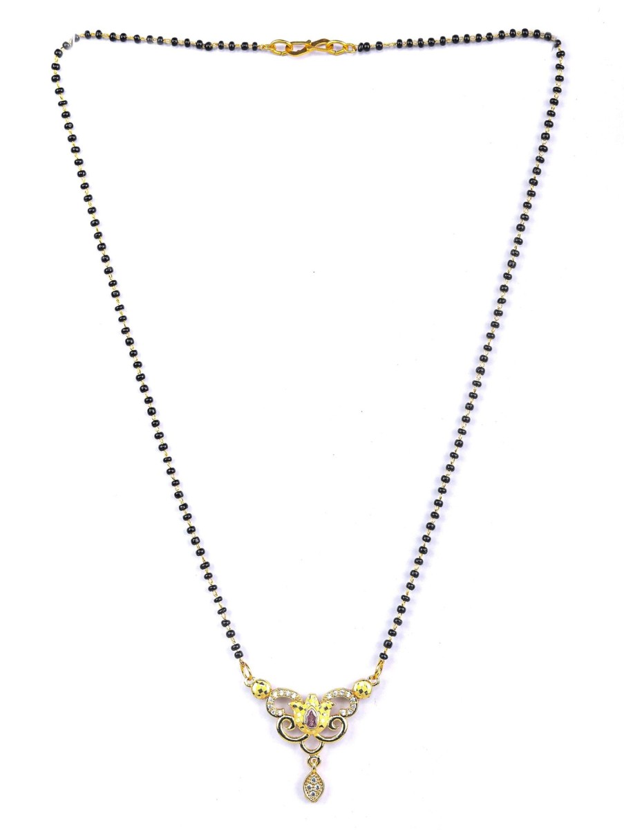 Jewellery Priyaasi | Women'S Set Of 2 American Diamond Gold Plated Mangalsutra - Priyaasi