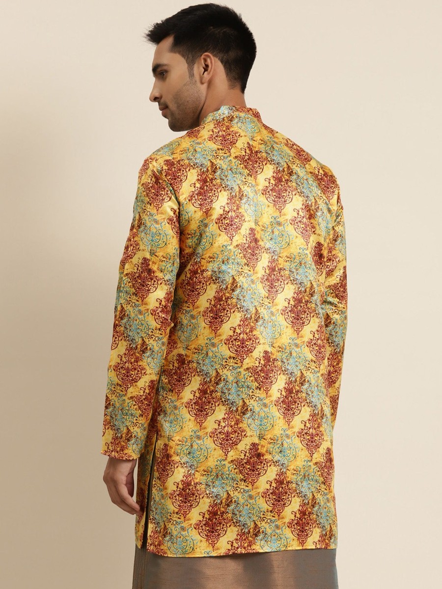 Men Sojanya | Men'S Silk Blend Only Sherwani Jacket - Sojanya Yellow