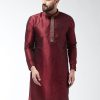 Men Sojanya | Men'S Silk Blend Maroon Self Design Only Long Kurta - Sojanya