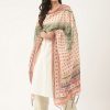 Women VAABA | Women'S Color Cotton Blend Sequence Checks Printed Dupatta - Vaaba Cream