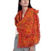 Women MESMORA FASHION | Women'S Mono Orange Woollen Embroidered Khadi Muffler - Mesmora Fashion