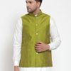 Men Virat Fashions | Men'S Green Woven Design Nehru Jacket ( Jowc 4010 Green ) - Virat Fashions