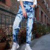 Women SASSAFRAS | Women'S Tie Dye Distressed Paperbag Slouchy Jeans - Sassafras Navy