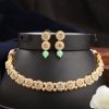 Jewellery Anikas Creation | Traditional Gold Plated Kundan Sea Green Choker With Earring Set - Anikas Creation Multicolor