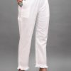 Women Hatheli | Women'S White Cotton Frill Palazzo - Hatheli