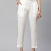 Women Wahe-NOOR | Women'S Off White Cotton Trouser - Wahenoor