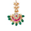 Jewellery Morkanth | Women'S Gold-Plated Pink U0026 Green Kundan-Studded Beaded Handcrafted Maang Tikka - Morkanth