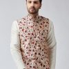 Men Sojanya | Men'S Maroon Printed Nehru Jacket - Sojanya