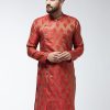 Men Sojanya | Men'S Jacquard Silk Red Printed Only Long Kurta - Sojanya