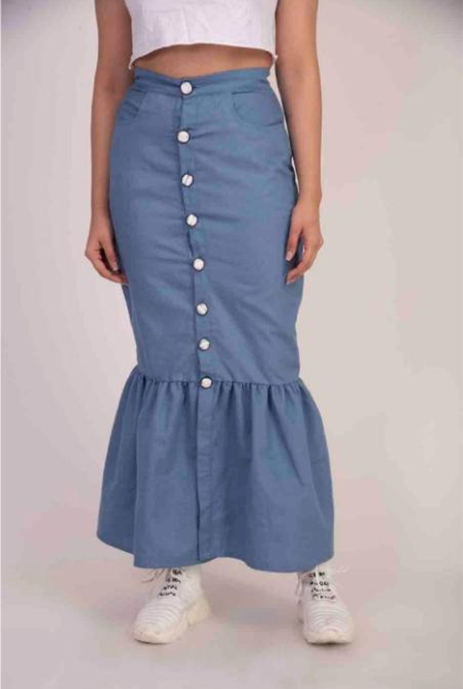 Women KHUMAAR- Shuchi Bhutani | Women'S Denim Fishcut Skirt - Khumaar-Shuchi Bhutani Blue