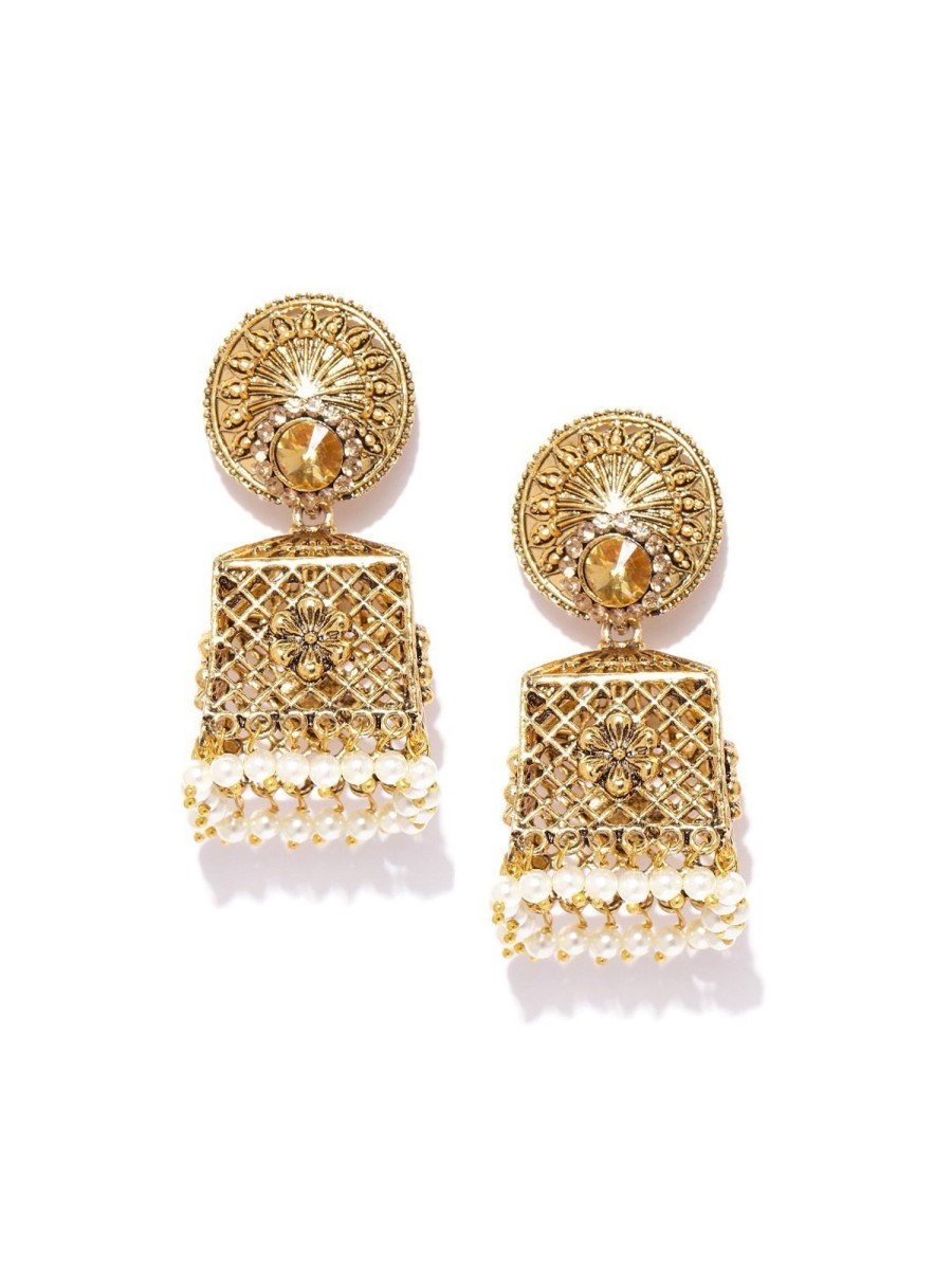 Jewellery Priyaasi | Women'S Gold-Plated Jhumka Earrings With Pearls Drop - Priyaasi