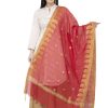 Women AR Silks | A R Silk Vns Ambi Border Fancy Dupatta Color Dupatta Or Chunni Red