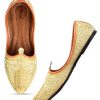 Others Desi Colour | Men'S Indian Ethnic Party Wear Embroidered Golden Footwear - Desi Colour