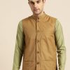 Men Final Clearance Sale | Men'S Cotton Blend Brown Solid Nehru Jacket - Final Clearance Sale