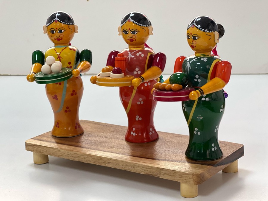 Others Kondapalli Toys | Kondapalli Toys Welcoming Women Thamboolam Decor