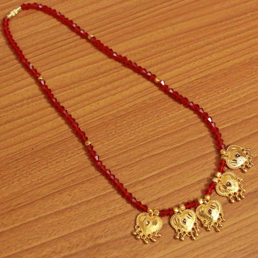 Jewellery Sanvi Jewels | Women'S Crystal Gold Look Mangalsutra - Sanvi Jewels Red