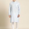 Men Sojanya | Men'S Cotton Sky Blue U0026 White Striped Only Kurta - Sojanya