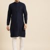 Men Sojanya | Men'S Cotton Navy Blue Solid Only Kurta - Sojanya