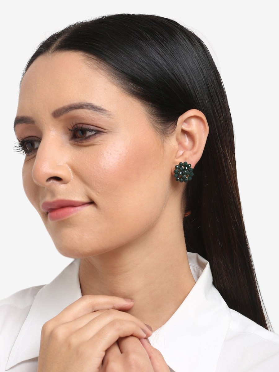 Jewellery Ruby Raang | Women'S Bottle Green Studs - Ruby Raang