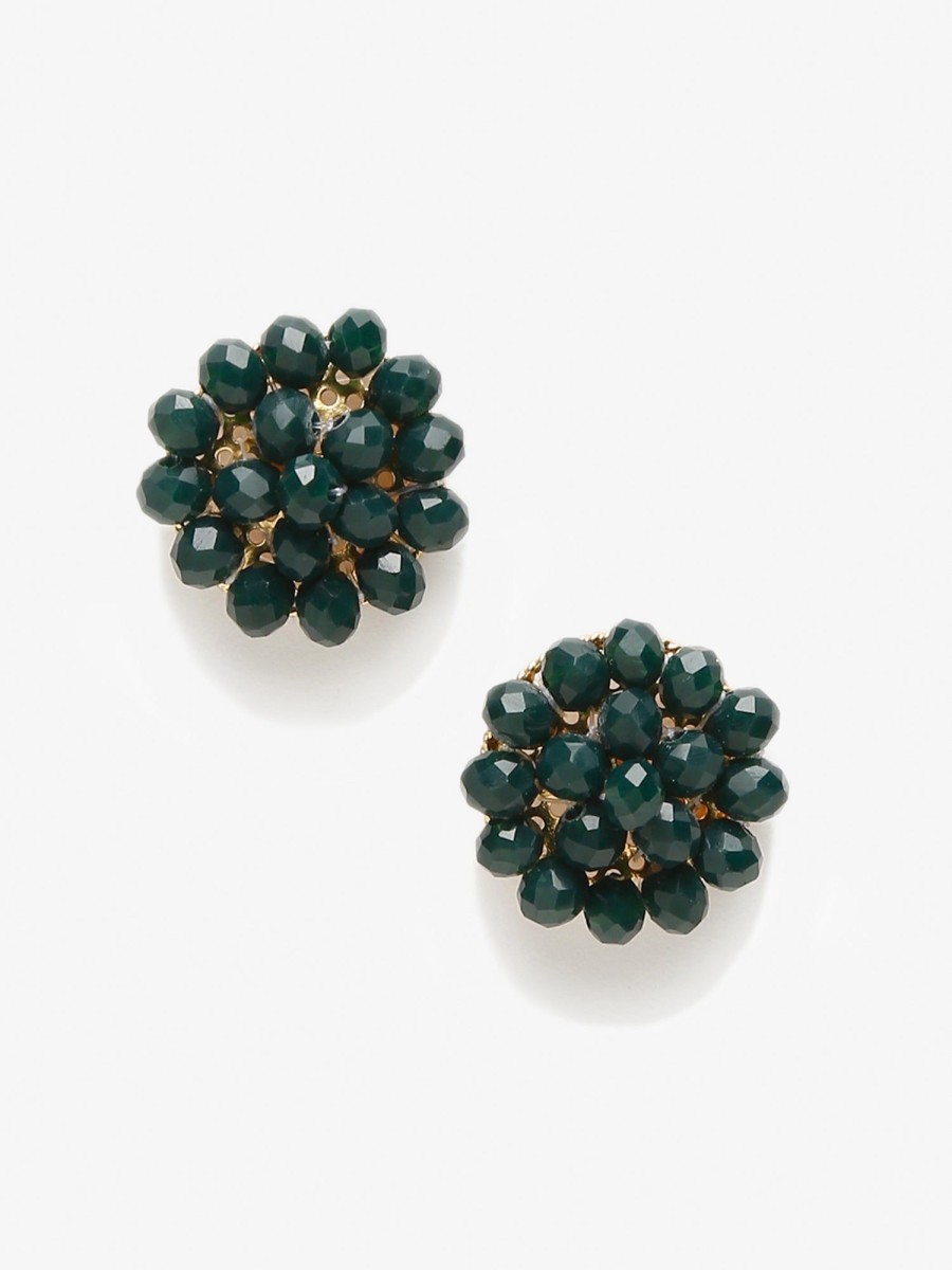 Jewellery Ruby Raang | Women'S Bottle Green Studs - Ruby Raang