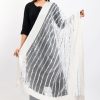 Women Moeza | Women'S Orgenza Mirror Stripe Thread Work Dupatta - Moeza White