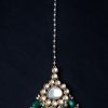 Jewellery Morkanth | Women'S 24K Gold-Plated U0026 Green Kundan Stone Studded U0026 Beaded Handcrafted Maang Tikka - Morkanth