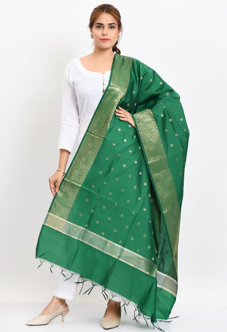 Women Moeza | Women'S Banarsi Silk Woven Design Dupatta - Moeza Green