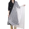 Women AR Silks | A R Silk Moti Luv Luv Stripe Regular Dupatta Color Dupatta Or Chunni White