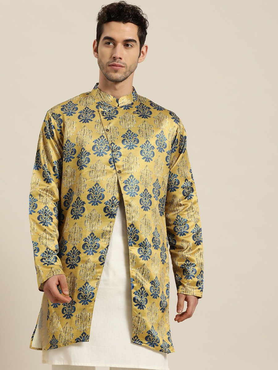 Men Sojanya | Men'S Silk Blend Only Sherwani Jacket - Sojanya Gold