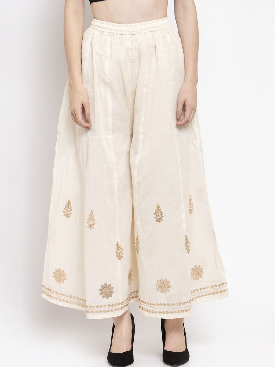 Women Wahe-NOOR | Women'S Off-White Gotta Patti Sharara - Wahe-Noor