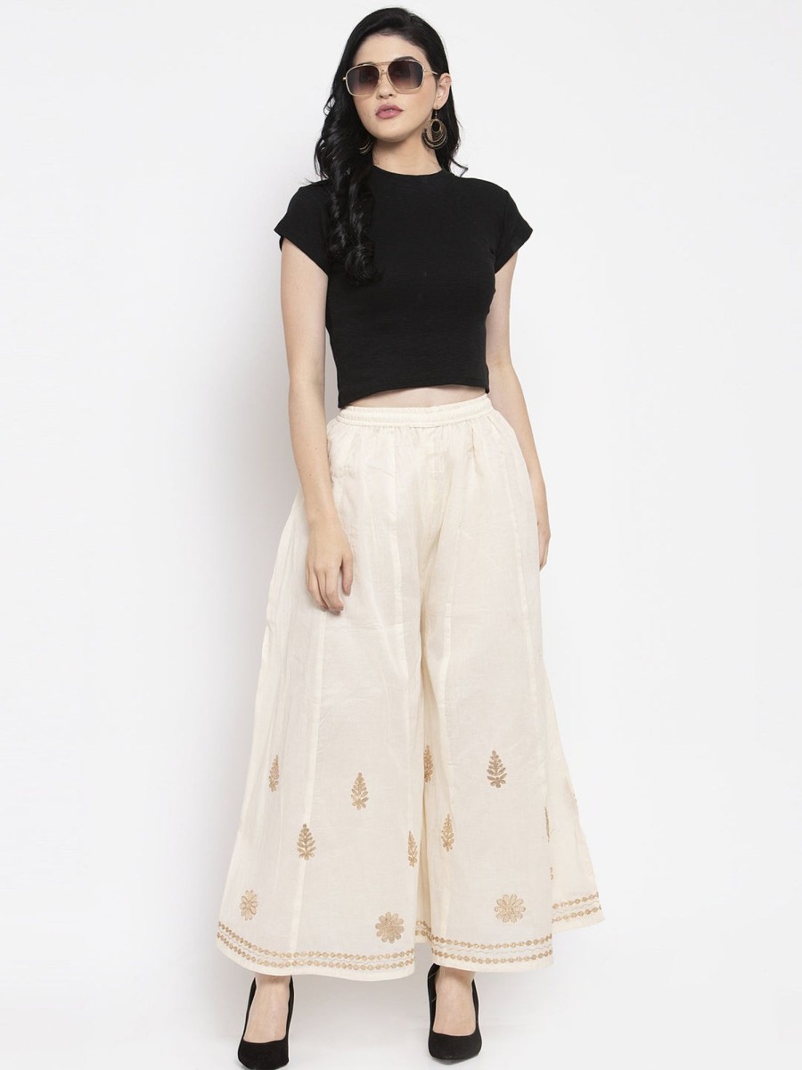 Women Wahe-NOOR | Women'S Off-White Gotta Patti Sharara - Wahe-Noor