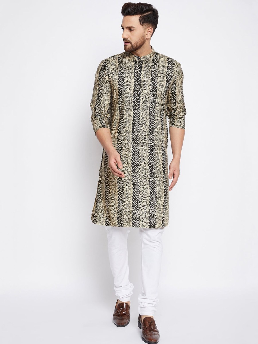 Men Even Apparels | Men'S Printed Design Straight Kurta - Even Apparels Multi