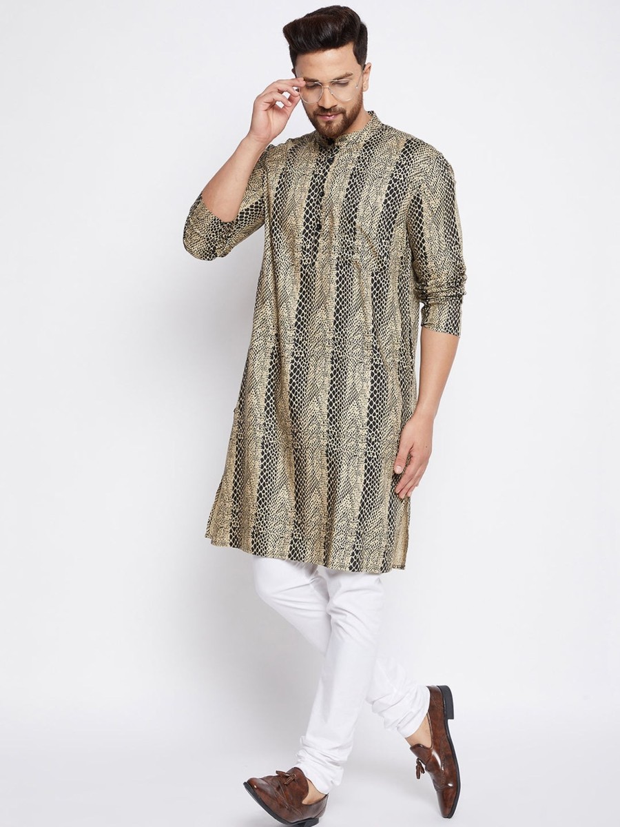 Men Even Apparels | Men'S Printed Design Straight Kurta - Even Apparels Multi