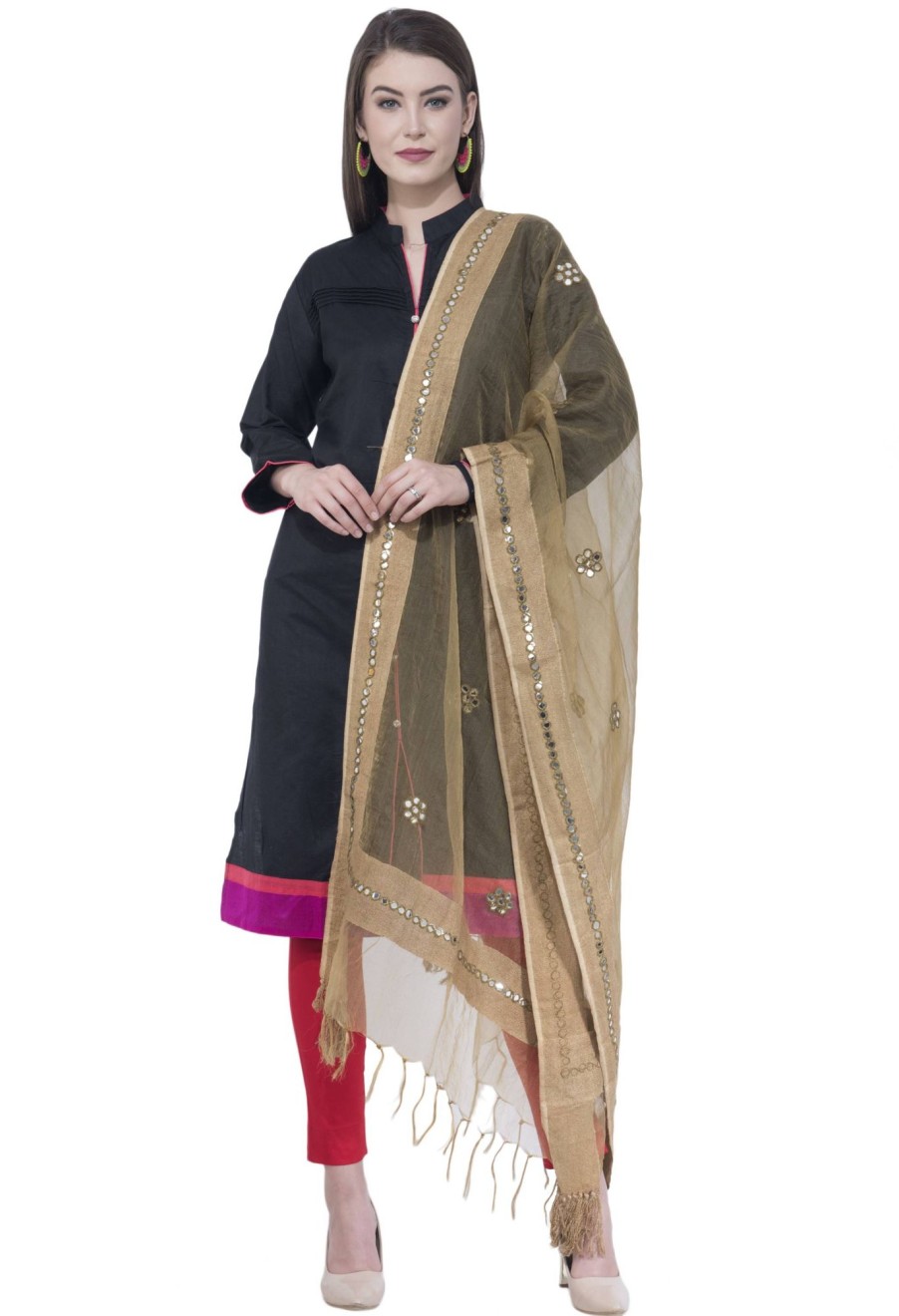 Women AR Silks | A R Silk Golden Color Fancy Silk Dupattas And Chunnis Dark Golden